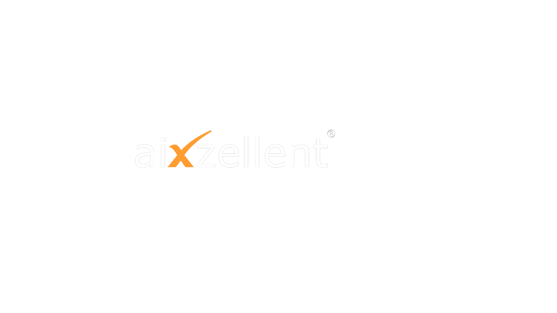 The aixzellent logo is visible in the foreground — in the background is a gray wall made of triangular panels onto which the shadow of the logo falls